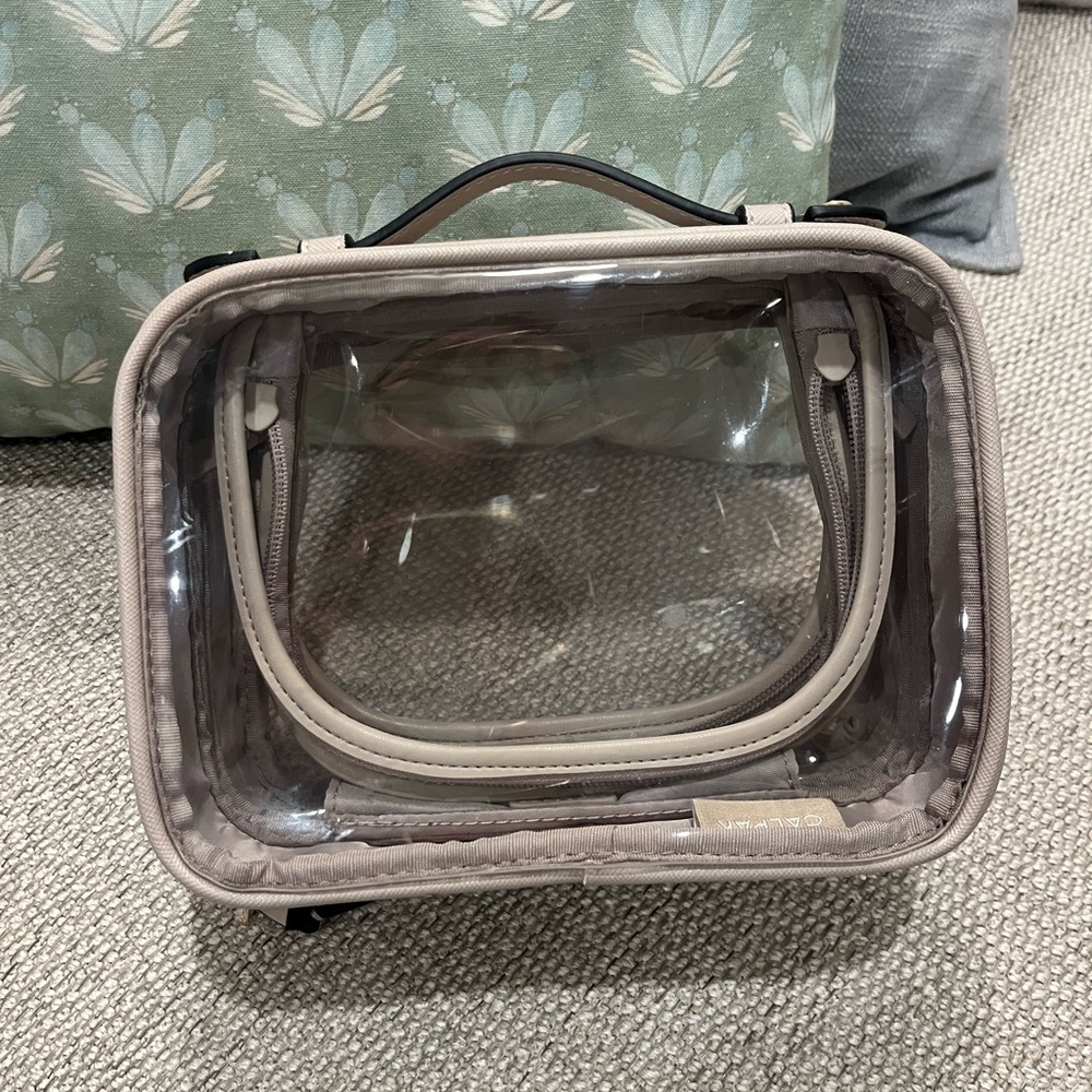 Calpak Small Clear Cosmetics Case in Grey